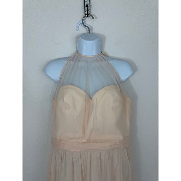 Amsale Blush Halter Tulle Maxi Gown NWT Size 14  Bridesmaid Formal Dress - Picture 8 of 10